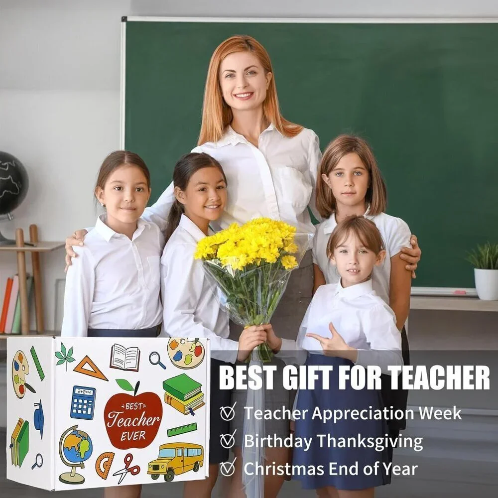 Teacher Appreciation Gift Set Canvas Tote Bag Cosmetic Pouch Thermos